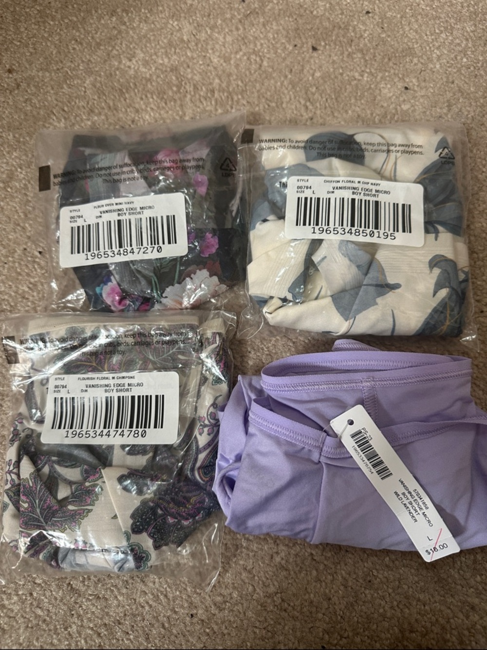 4 X Soma Vanishing Edge Microfiber Boy short, $72 value - L